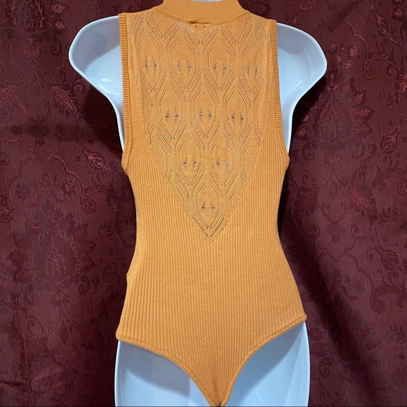 Free People Orange Knit Body Suit - Picture 3 of 6